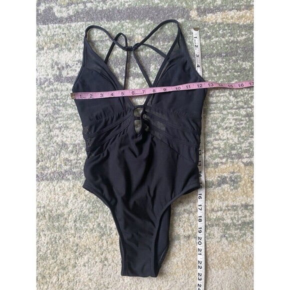 JETS by Jessika Allen US Sz 4 Black Mesh Deep Plunge One-Piece Retails $178 - Picture 7 of 7